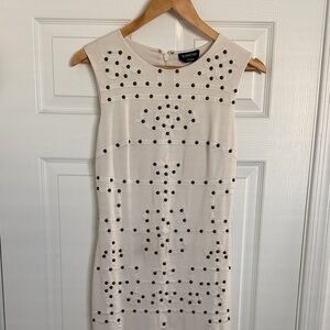 Bebe Cream Mini Dress with Black Dot Pattern